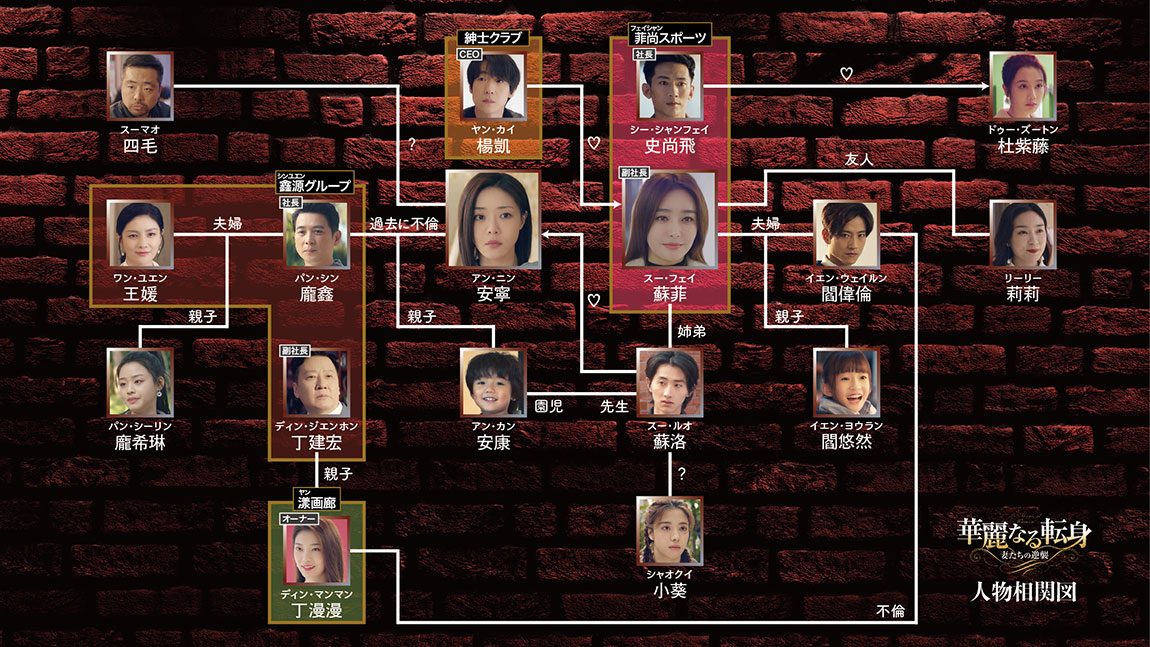 中国ドラマ『華麗なる転身～妻たちの逆襲～』相関図
